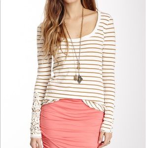 Free People mustard stripe tee/tunic